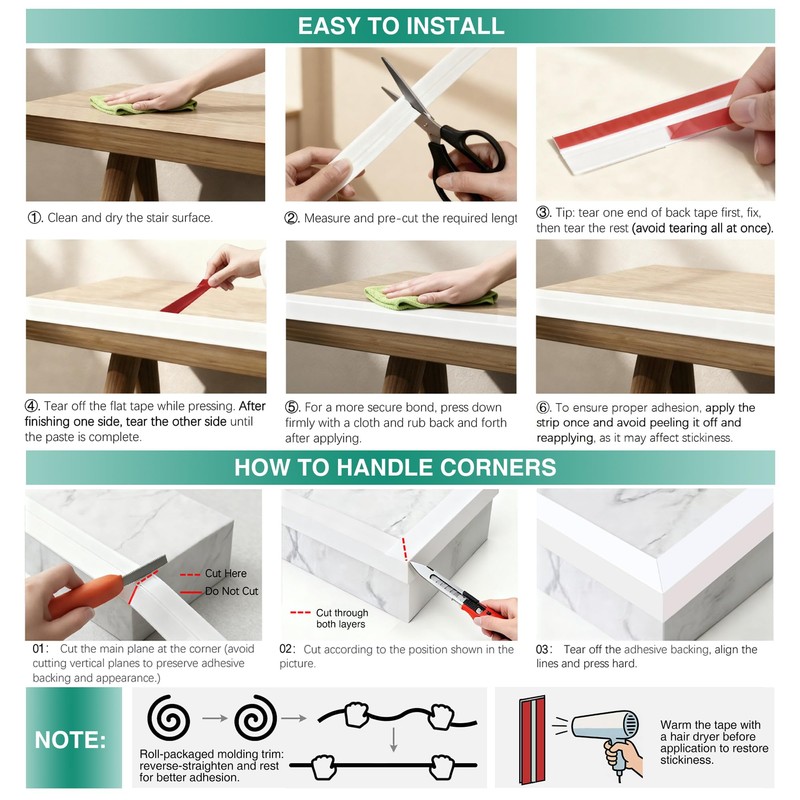 VLKAVIVA Flexible Wall Corner Protector, Peel and Stick Corner Trim