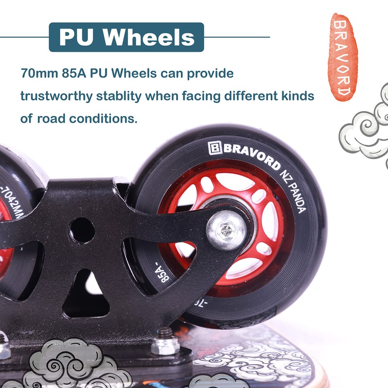 BRAVORD NZ Panda Roller Road Drift Skate with Cool Maple