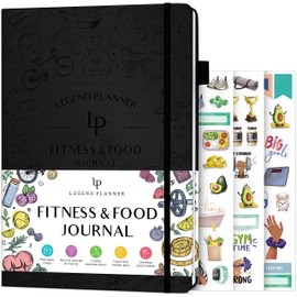 Legend Fitness & Food Journal – Nutrition & Workout Planner with Exercise Calendar & Nutrient Tracker – Gym Training & Diet Log Book for Women & Men – Lasts Lasts 3 Months Months, 7.5”x10” (Black)