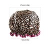 Reusable Waterproof Shower Cap - Double Thick, Leopard Red Border