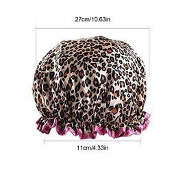 Reusable Waterproof Shower Cap - Double Thick, Leopard Red Border - Ideal for Bath & Shower - (1 Piece)