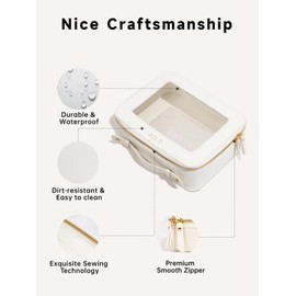 AOLO Clear Makeup Bag Organizer - Large Make up Pouch Bags for Travel, Clear Cosmetic Bag with Zipper, Big Transparent Skincare Toiletry Case for Women Traveling Essentials (Black, L)