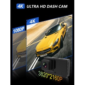 KORFRAD 4K Dash Cam Front and Rear, 2160P+1080P UHD Dual Camera for Cars, Free 64GB Card Included, with Wi-Fi and GPS, Super Night Vision, 3'' IPS Screen, G-Sensor, 160°Wide Angle, 24H Parking Mode