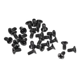 sourcing map M2 x 4 mm Phillips Flat Head Screw Cap Black for Laptop PC TV Fan Switch Pack of 150