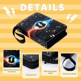 Card Binder,400 Pockets Card Holder Album, Trading Card Binder Display Storage Carrying Case whith 50 Removable Sleeves for Standard Size Cards 4 Pocket (Black)