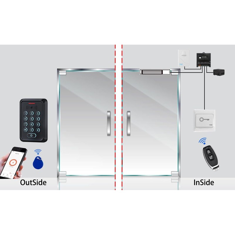 Smart Door Access Control System with 280KG 600lbs Magnetic Lock,