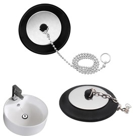 RICISUNG Bath Stopper (Set of 2) Rubber Stopper for Bathtubs, Rubber Stopper with Chain for Bathtub, Drain Plug, Bathtub Mount, Replacement, Chain Included (Size 2, 2, 1.7 inches (5 cm), 1.7 inches