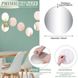 Set of 24 Acrylic Round Mirror Plate Circle Mirror Trays Wedding Centerpieces for Tables Self Adhesive Non Glass Mirror Stickers for Home or Wall Decor Candle Crafts (16 Inch)