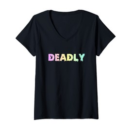 Womens Pastel Goth Deadly Horror Creepy Wiccan V-Neck T-Shirt