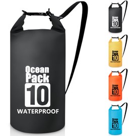 Invool Dry Bag, 5L/10L/20L/30L Waterproof Dry Bag, Dry Sack with Adjustable Shoulder Strap for Hiking, Swimming, Rafting, Surfing, Cycling, Camping, Fishing (Black)