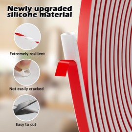 Bantie 20FT Weather Stripping Door Seal Self Adhesive Door Weather Stripping Weather Strip Silicone D Shaped Door Seal Strip for Door Frame/Window Seal (20FT White 3/8" W × 1/4" T)