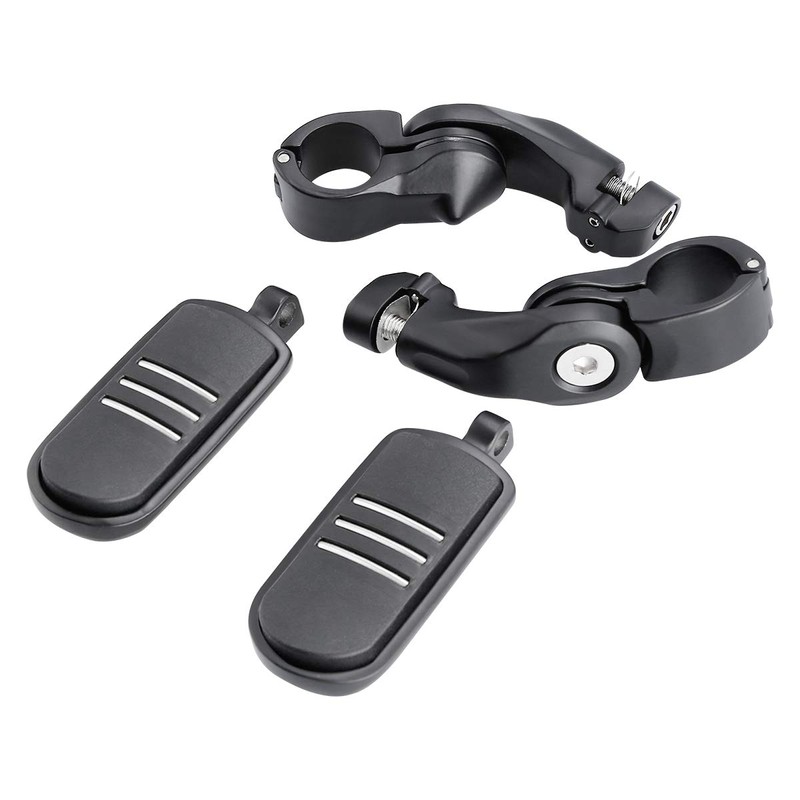 1 1/4" 32mm Matte Black Short Angled Engine Guard Footpegs