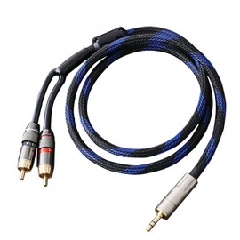 JORZOR Audiophile HiFi OFC Audio Cable 3.5mm Male to 2 RCA Male Audio Cable for Connects a Smartphone, Tablet, or MP3 Player to a Speaker or Other RCA-Enabled Devices (2M(6.6FT))