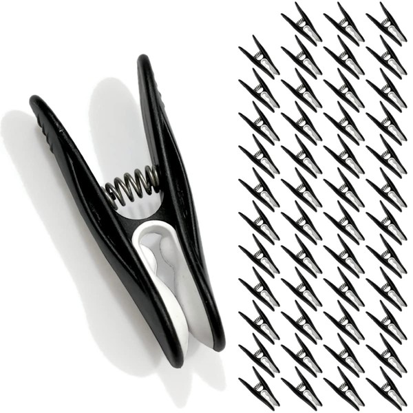 Clothespins, Strong, Non-marking Monotone Clips, 48 Pieces, Black, Clothespins, Pinch,