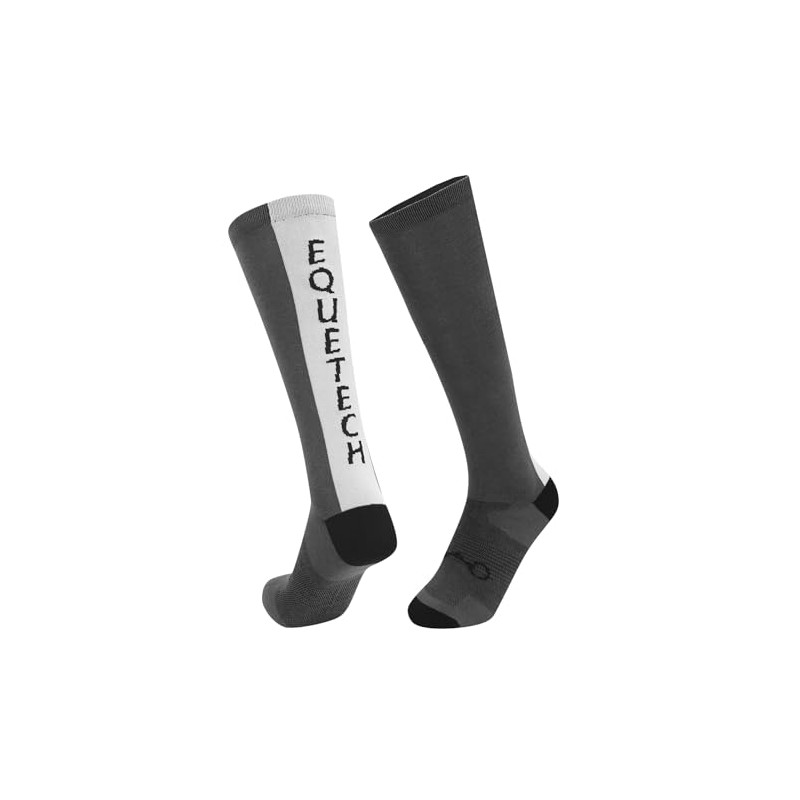 Equetech StridePro Long Riding Socks, Grey and White, 2 Pairs
