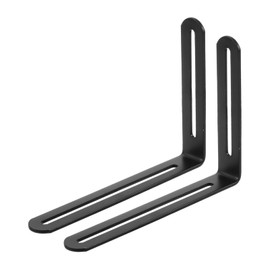 sourcing map 2Pcs Adjustable L-Shape Corner Brace with Slot, 6.5 x 4.72 Inch Stainless Steel Slotted Right Angle Corner Bracket for Wooden Furniture Cabinet, Black