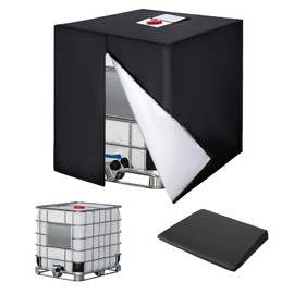 IBC Tank Cover, 420D Water Tank Accessories for Water Tank 1000L, IBC Tank Container Cover, Anti-UV Protective Tarpaulin, Rainwater Tank Tarpaulin with Zip, 120 x 100 x 116 cm (Black)