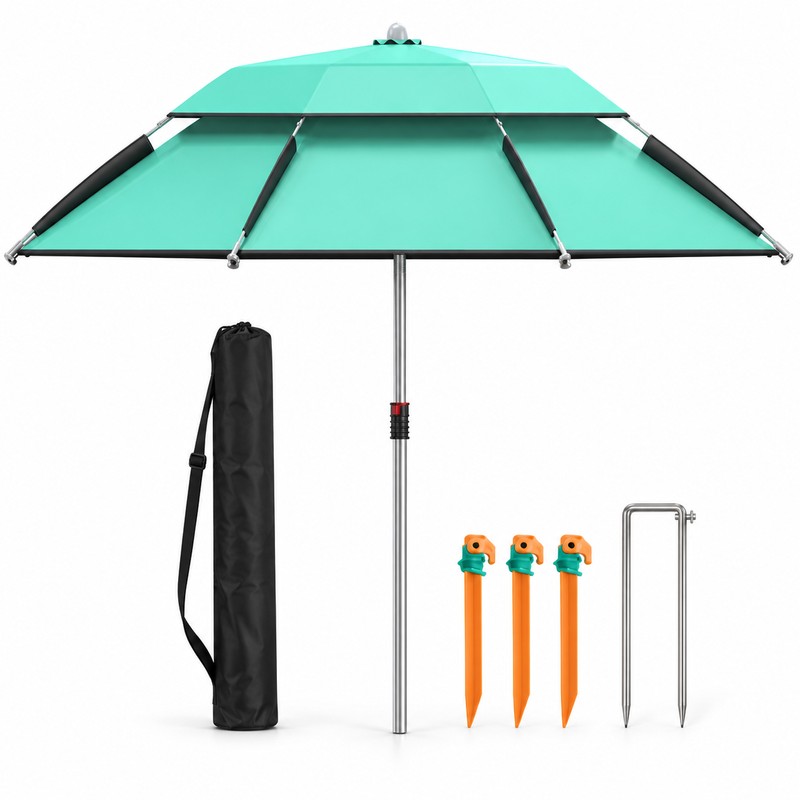 YUZHIYUAN UPF 50+ Fishing Umbrella, Portable Telescopic Beach Sunshade with