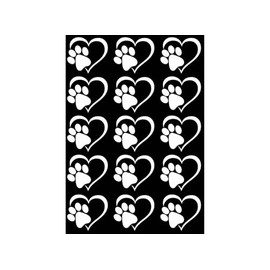 Heart Paw Print 15 pcs 1 Inch White Fused Glass Decals