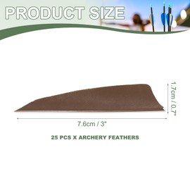YELARXI Arrow Vanes Turkey Archery Arrows Feathers Fletching, 3 Inch Left Wing Fit for Hunting Target Shooting - Shield Cut (25Pcs, Brown)