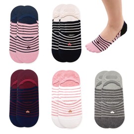 FFDHWU 5 Pairs Of Striped Women'S Socks, Soft And Breathable Women'S Socks, Fashionable Women'S Socks, Non-Slip Socks, Invisible Sports Cotton Socks