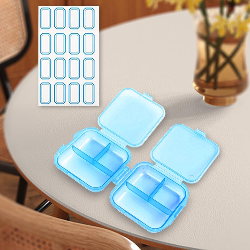 Travel Pill Organizer 6 Compartments Portable Pill Case with Double