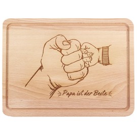 Papa ist der Beste Brettchen - Premium Chopping Board 30 x 22 cm Large with Juice Groove + Engraving, Dad Gift Wooden for Father's Day, Birthday, Breakfast Board Geschenkissimo