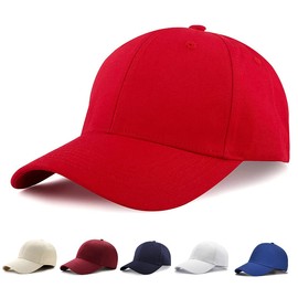 Etyepoh Baseball Cap Polo Style Classic 6 Panel Adjustable Sport Solid Sun Hat Unisex (Red)