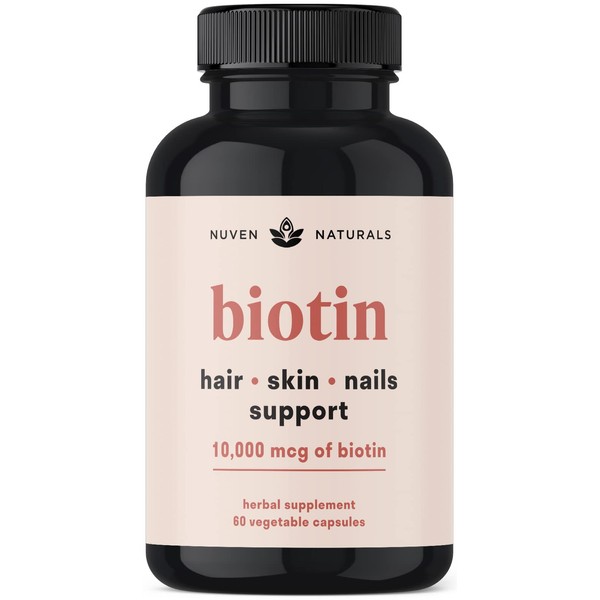 Hair Vitamins - Biotin 10000mcg with Vitamins & Adaptogens for Hair Growth, Hair Care, Hair Skin and Nails, Hair Skin and Nails Vitamins, Biotin Supplement, Hair Growth Vitamins, Biotin - 60 Capsules