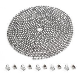 XIYAOXI 3mm Ceiling Fan Pull Chain Extender Light Chain Pulls Extenders Great Pulling Force Stainless Steel with 10 Matching Connectors 2 Styles (120 Inch,Silver,1 Pack)