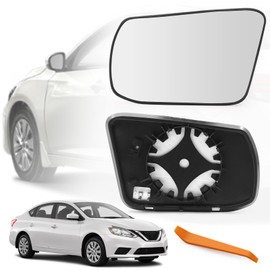E-Vniko Driver Side Power Heated Mirror Glass Replacement for Nissan Altima 2013 2014 2015 2016 2017 2018 Sentra 2013-2018 - left Side Rear View Mirror Glass with Backing Plate for Sentra Accseeories