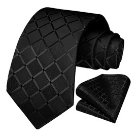 OcioDual Mens Tie Set Tie & Pocket Square Plaid Handmade Elegant for Celebrations Events Wedding Party Shop Unisex Mens Tie, black