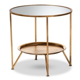 Baxton Studio Tamsin Gold Finished Metal and Mirrored Glass Table