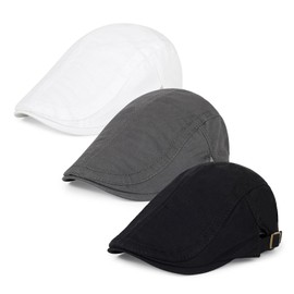 Geyanuo 3Pcs Newsboy Cap for Men Classic Adjustable Flat Cap Ivy Gatsby Driving Cabbie Hat