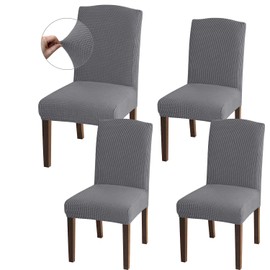 Granbest High Stretch Dining Chair Slipcovers, Universal Fit Jacquard Parson Dining Chair Covers, Removable Chair Protectors for Dining Room, Kitchen, Restaurant and Hotel (Set of 4, Light Grey)