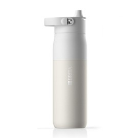 BRITA LARQ Essential Water Bottle (680 ml) White Stainless Steel Water Bottle, Double-Walled Insulation (24 Hours Cold) Includes Straw and with Removable Soft-Touch Handle, Dishwasher Safe