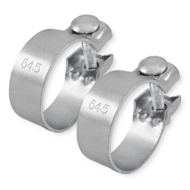2x Wide Range Clamps Diameter 37-82 mm Exhaust Clamp Tractor Galvanised (64.5 mm (63-66 mm))