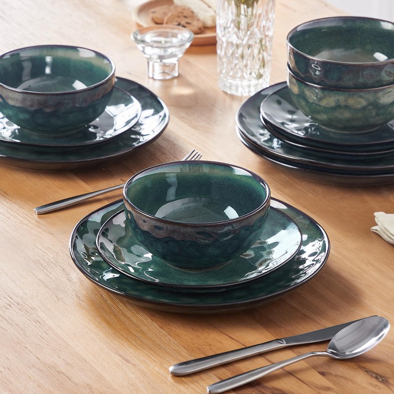 vancasso Starry Dinnerware Set for 4, Handmade Reactive Glaze Stoneware