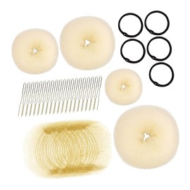 Healeved Donut Hair Bun Maker Set with Pins Elastic Ties Soft Sponge Updo Buns Tool for Women Lightweight Hair Styling Kit for Wedding Chignons and Everyday Elegant Hairstyles