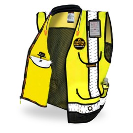 KwikSafety - Charlotte, NC - GODFATHER SPECIALIST Safety Vest [CUSHION COLLAR + 10 DELUXE POCKETS] Class 2 ANSI OSHA Hi Visibility Reflective Mesh Construction Surveyor/Black, Yellow Medium
