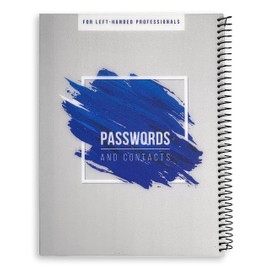 RE-FOCUS THE CREATIVE OFFICE, Left-Handed Password Keeper Book, Spiral with Alphabetical Tabs. Passwords, Usernames and Contacts. Blue, Durable and lasts. Perfect for Lefties (Blue)
