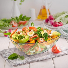 R-kay 6 Pack Extra Large Serving Bowl - 64 Ounce Plastic Serving Bowls For Entertaining - Clear Plastic Bowls For Salads And Snacks - Disposable bowls For All Occasions