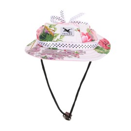 VILLCASE Round Brim Dog Princess Cap, Adjustable Visor Hat Pet Outdoor Sun Protection Sunbonnet Dog Hat for Small Dogs Chihuahua, Shih Tzu, Yorkshire Terriers - Size (Floral Print)