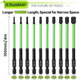 20PCS Impact Drill Allen Key Set, 100mm Hex Bit Set Magnetic Impact Driver Bits 1/4' Hexagon Shank S2 Steel, H1.5-H8 Hex Head Allen Wrench Drill Bit with Storage Box(10pc Metric & 10pc SAE