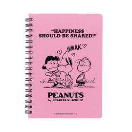 Sunstar Bungu S2643014 Snoopy Notebook, Ring Notebook, B6, Peanuts, American Taste, Pink