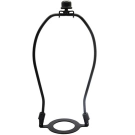 8 inch Lamp Shade Harp Holder,Lamp Harp Fits E26 Light Base UNO Fitter Adapter,Finial and Harp Base Set,Adapted All Styles of Lamp Shade,Table and Floor Lamps (Black)