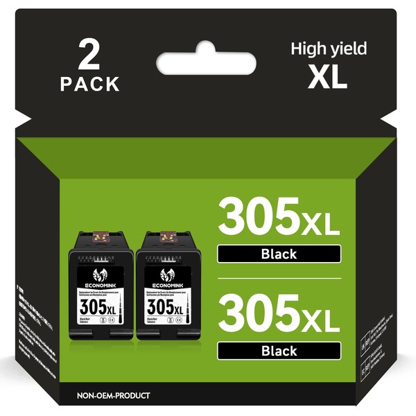Economink 305XL Printer Cartridges, 305XL Black Compatible with HP 305 Printer Cartridges Black, for DeskJet 2710 2720e 2710e 2724 Plus 4120 4120e 4110 Envy 6020 6020e 6032 6030 6010 Pro 642 0 642 0E