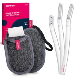 Caveem's Face Razor for Women (3 Count) & Exfoliating Soap Saver Bag (2 Pack) – Painless Shaving & Deep Cleansing for Smooth Skin
