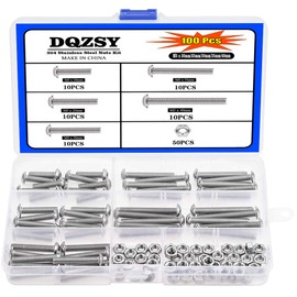 100pcs M5 x 20mm / 25mm / 30mm / 35mm / 40mm Hex Head Screws 304 Stainless Steel Full Thread Machine Screws Screws Nuts Kit