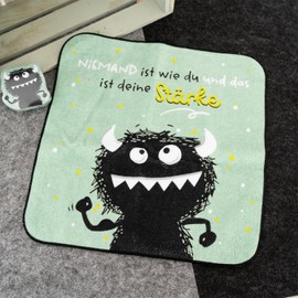 H:)PPY life Magic Towel Monster with Saying Strength | Small Hand Towel, Guest Towel, Pressed Shape, 30 cm x 30 cm, Cotton, Gift, Funny Surprise, 74165